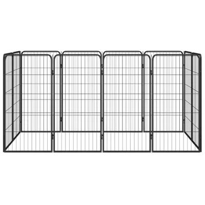 Zdjęcie produktu dla vidaXL 12-częściowy kojec dla psa czarny 50x100cm stal malowana proszkowo