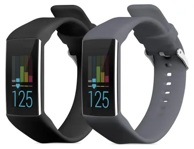 Produktbild von kwmobile 2x Uhrenarmband für Polar A360 / A370 Armband - Fitnesstracker Band Set aus TPU Silikon - Ersatzarmband Smartwatch - Schwarz Grau