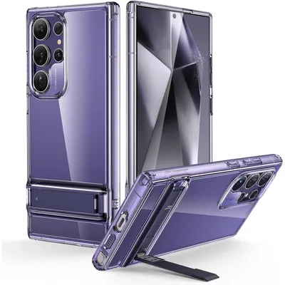 Image de Coque avec support pour Samsung Galaxy S24 Ultra, protection antichoc conforme à la norme militaire, couleur violette