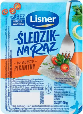 Zdjęcie produktu dla Lisner Śledzik W Oleju Pikantny - 100G - Bez Konserwantów