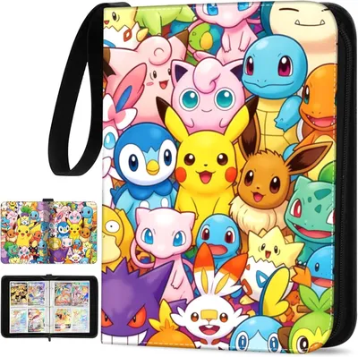 Produktbild von Pokémon Sammelkarten Album, Karten Sammelalbum, 50 Seiten 400 Sammelalbum Karten Kapazität, Tragbarer Wasserdichter Sammelalbum, Mit Reißverschluss