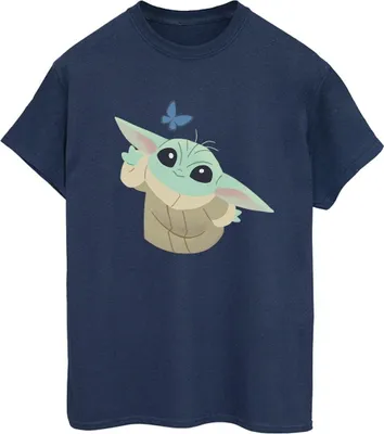 Produktbild von Star Wars - "The Mandalorian Butterfly Catching" T-Shirt für Damen BI45977 (L) (Marineblau)