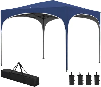 Produktbild von Faltpavillon, höhenverstellbar, Metallstützen, robuste Plane, inkl. Tragetasche, 2,95 x 2,95 x 2,55m, Dunkelblau