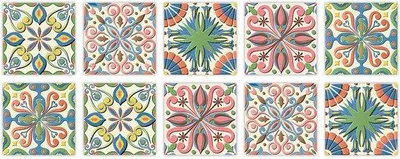 Obrázek produktu pro Samolepicí dekorativní obklady do koupelny a ložnice – 15 x 15 cm – samolepící nástěnné dekorace na stěny – minimalistické obklady do obývacího pokoje a koupelny – samolepicí obklady na stěny a podlahy – barvy: žlutá, růžová, zelená a modrá