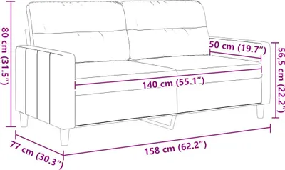 Productafbeelding van vidaXL 2-persoonsbank, donkergrijs, 140 cm, met stoffen bekleding