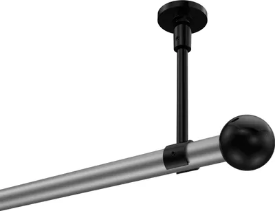 Produktbild von Interdeco Gardinenstange / Vorhangstange Silbergrau / Schwarz, Typ Sonette Luino (Kugel) ohne Ringe, Deckenmontage, 20 mm Ø 1-läufig, 260 cm