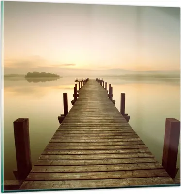 Produktbild von Bilder auf glas - Brücke See - 50x50cm - Glasbilder - Wandbilder - Bilder - Kunstdruck - zum Aufhängen bereit - Wanddekoration aus Glas - Glas Bilder - Wandbild auf Glas - Einteilig - GAC50x50-3625