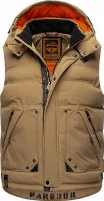 Produktbild von Stone Habour Herren Steppweste Bodywärmer Weste Outdoor Jacke gefüttert mit Kapuze EGOOR Hell Braun Gr. 46 - S