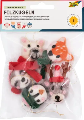 Produktbild von folia Filzkugeln WINTER TIERE 5 Stück