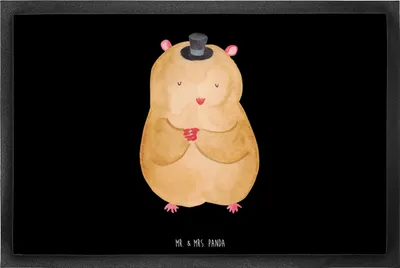 Produktbild von Mr. & Mrs. Panda Gummi-Fußmatte Hamster Hut 60 x 90 cm - Schwarz - Geschenk, Schmutzfänger, Magier, Zauberer, Schmutzmatte, Lustige Sprüche, fußmatte, Sauberlaufmatte