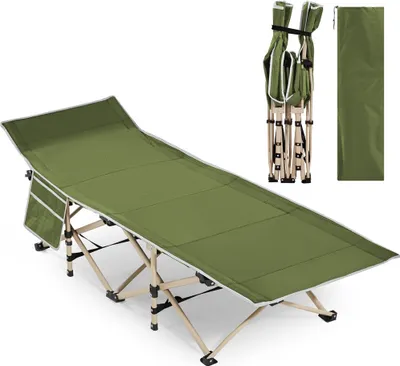 Produktbild von Yaheetech Feldbett Campingbett Camping Reisen Bett klappbar bis 150kg belastbar mit Transporttasche 186 x 66 x 52 cm Grün