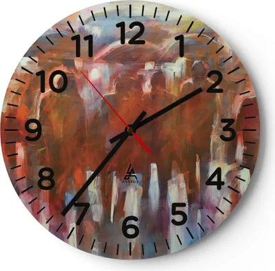 Produktbild von Wanduhr - Rund - Glasuhr - Regenschirme Menschen Handwerk - 40x40cm - Schleichendes Uhrwerk - Lautlos - zum Aufhängen bereit - Dekoration Modern - Wanddekoration aus Glas - C4AR40x40-4260