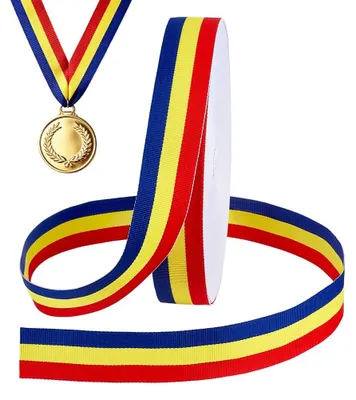 Produktbild von Ripsband aus Polyester - 45 m Länge und 29 mm Breite - Rot/Gelb/Blau