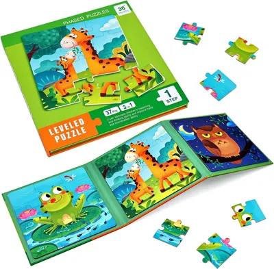 Produktbild von Magnetisches Puzzle, Tierpuzzle für Kinder ab 3 Jahren, 3 Reisepuzzles, 9, 12, 16 Teile, Kompakt
