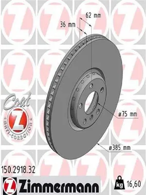 Produktbild von ZIMMERMANN Formula F Coat Z Bremsscheibe Vorne Rechts für BMW X5 (E70) 385mm 150.2918.32