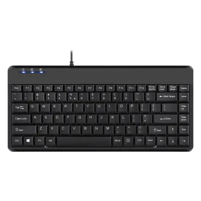 Produktbild von Perixx PERIBOARD-409 H, US, Mini USB-Tastatur, 2 Hubs, schwarz (US-Layout)