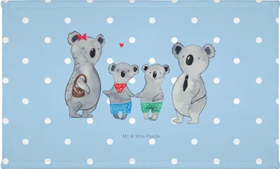 Produktbild von Mr. & Mrs. Panda Flauschtuch Koala Familie zwei - Blau Pastell - Geschenk, gesichtshandtuch, Muttertag, Handtuch, gesichtstuch, Zusammen, Baumwollhandtuch, Händehandtuch