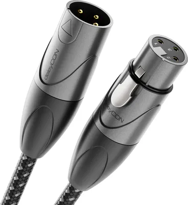 Produktbild von deleyCON 5m XLR Audio Kabel - Studio Qualität - aus reinem OFC Kupfer (AWG21) - Mikrofonkabel mit Baumwollmantel  - mit Metallverriegelung & Vergoldeten Kontakten - 3 Polig DMX