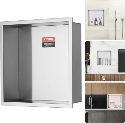 Immagine prodotto di Nicchia a muro 10x33,02x33,02cm Nicchia per doccia Nicchia in acciaio inox Monostrato 100% impermeabile Installazione a incasso 0-40°C Temperatura di esercizio 92° Design ad angolo interno Adatto per bagni Camere da lettostudio