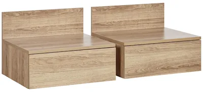 Produktbild von Set aus 2 schwebenden Nachttischen mit Schublade fš¹rs Schlafzimmer, 43 x 36,5 x 30,5 cm, Naturfarbe