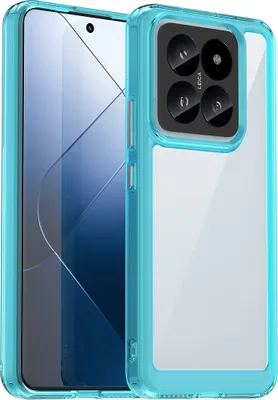 Produktbild von Schutzhülle für Xiaomi 14 Pro Klar Rückseite Stoßfeste TPU Silikon Bumper Hülle Hellblau