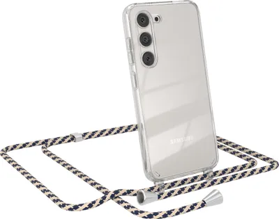 Produktbild von EAZY CASE Handykette kompatibel mit Samsung Galaxy S23, Handyhülle mit Umhängeband, Handykordel, Schutzhülle Clear, Band in Beige