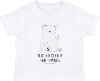 Produktbild von Mr. & Mrs. Panda  T-Shirt Eisbär Faul 0. - 6. Monat - Weiß - Geschenk, Nordpol, Kinder Top, Bär, Babyshirt, Kleinkind Shirt, Büro, Entspannen, Arbeit, Teddy, Oberteil