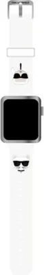 Produktbild von Karl Lagerfeld KLAWLSLCKW Apple Watch Armband 42/44/45/49 mm weiß/weißes Armband Silikon Karl & Choupette Heads Schutzhülle