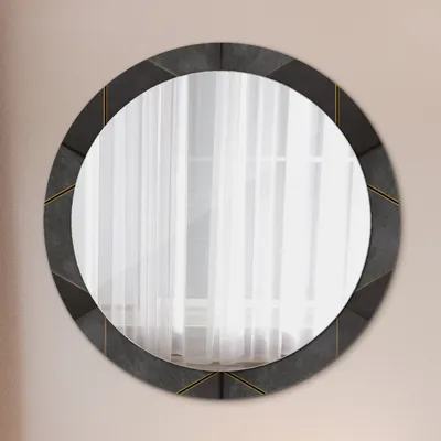 Produktbild von Ø90cm Modern Spiegel - Wandspiegel Wandmontage- Schlafzimmer - Grau Dreiecke