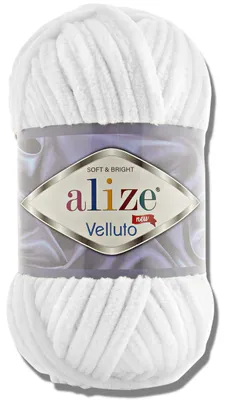 Produktbild von Alize 1x 100g Velluto dicke Wolle, Uni, Chenille, Häkeln, Stricken (White | 55)