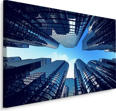 Produktbild von Fabelhafte Canvas LEINWAND BILDER 90x60 cm XXL Kunstdruck Wolkenkratzer Stadt Gebäude