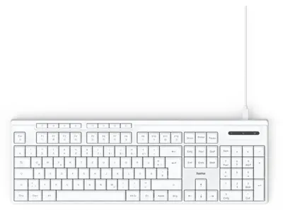 Zdjęcie produktu dla Hama CK-200, Pełnowymiarowy (100%), Przewodowa, USB, QWERTZ, Biały
