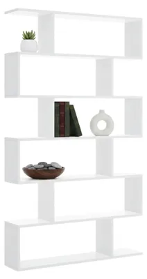 Produktbild von Bücherregal Djorone, Mehrzweck-Büroregal, Bücherregal mit 6 Regalen, 80x25h190 cm, Weiß