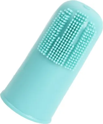 Produktbild von INF 10 Stück Silikon Fingerzahnbürste für Hunde und Katzen Zahnpflege Blau