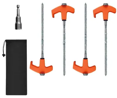 Imagen del producto de Varillas para tienda de campaña, tipo tornillo, 20 cm, juego de 4 unidades, para camping