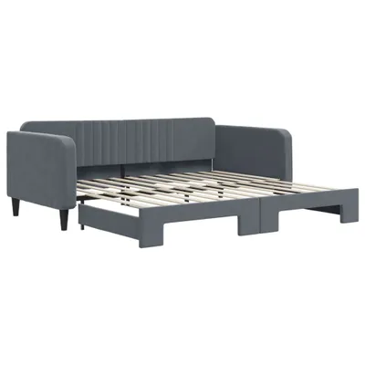Produktbild von vidaXL Tagesbett Ausziehbar Dunkelgrau 100x200 cm Samt