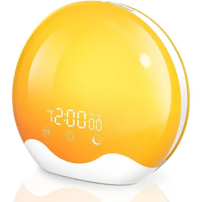 Produktbild von Sonnenaufgang-Lichtwecker,Doppelseitige LED-Stimmungsleuchte mit Schlafhilfe-Funktion, 12 Lichteffekte & 6 Naturklänge, Touch-Steuerung, Digitaluhr, Nachttischlampe