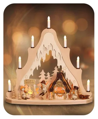 Produktbild von Lichterspitze Apres Ski mit Schneemänner und el. Beleuchtung BxHxT 53x50x14cm NEU