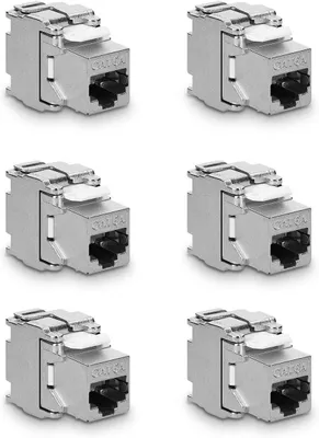 Produktbild von kwmobile 6x Keystone Modul für CAT 6A Kabel - 10 Gbit/s geschirmt Metall Gehäuse Schnappverschluss - werkzeugfreier Anschluss an Modular Patchpanel