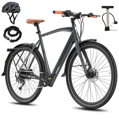 Produktbild von Elektrofahrrad MTB 28 Zoll 175 -210 cm Rostfreie Aluminiumlegierung bis zu 100 km Wasserdicht IPX4 Herren Pedelec mit 9 Gang, Grau