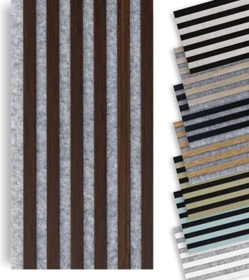 Produktbild von MARBET DESIGN Lamellenwand Woodline 270x30cm Akustikpaneele Holz, Wandpaneele Holzpaneele Wand (Grau - Eiche Dunkel, 1 Paneel / 0.81 m²)