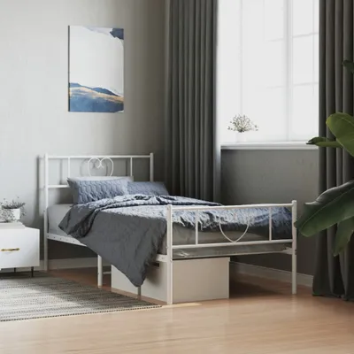 Image de Maison Exclusive - Sommier avec tête et pied de lit en métal blanc 100x190 cm