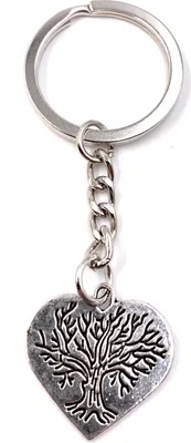 Produktbild von Onwomania Schlüsselanhänger Keychain Silber Metall Herz mit Baum des Lebens Liebe Anhänger