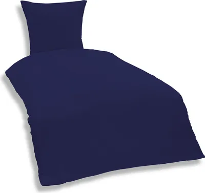 Produktbild von Uni Bettwäsche Einfarbig Mikrofaser Garnituren Bettbezüge, Größe:2 teilig 155x220 cm, Farbe:Navy / Marine Blau