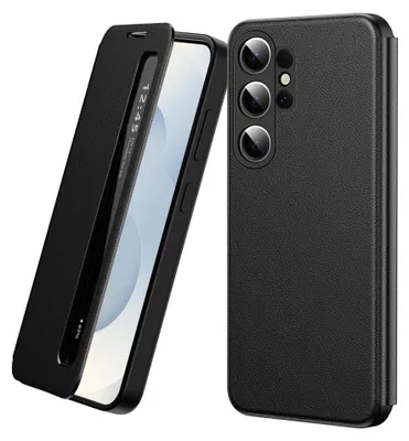 Immagine prodotto di Custodia per cellulare Smart View per Samsung Galaxy S26 Ultra, custodia a libro in Pelle finta, nera