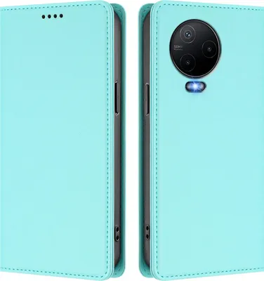 Image de Etui en cuir pour Infinix Note 12 (2023)/Note 12 Pro 4G, étui magnétique en cuirPolyuréthaneavec support Vert Menthe