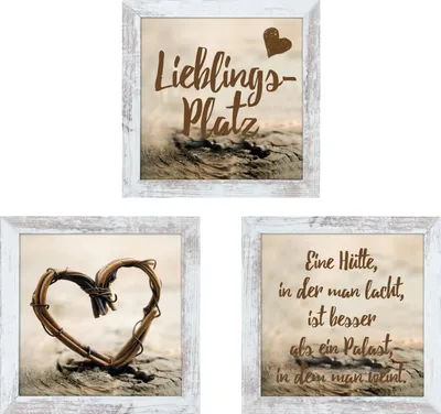 Produktbild von Bilder-Set 3-teilig - Braun - Weiß - 23 x 23 cm - Lieblingsplatz