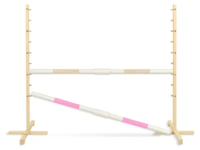 Produktbild von Sprunghindernis für Hobby Horse, 160 cm, Höhe 120 cm, zwei Balken – beige und hellrosa
