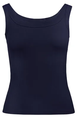 Produktbild von Damen Top mit Spitze, Rundhalsausschnitt, reguläre Passform, blau, XS