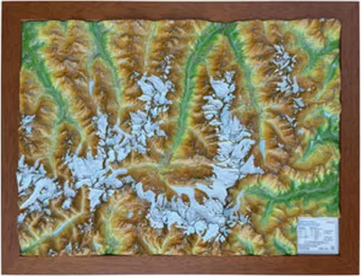 Image de Relief Région du Cervin petit 1:150.000 avec cadre en bois